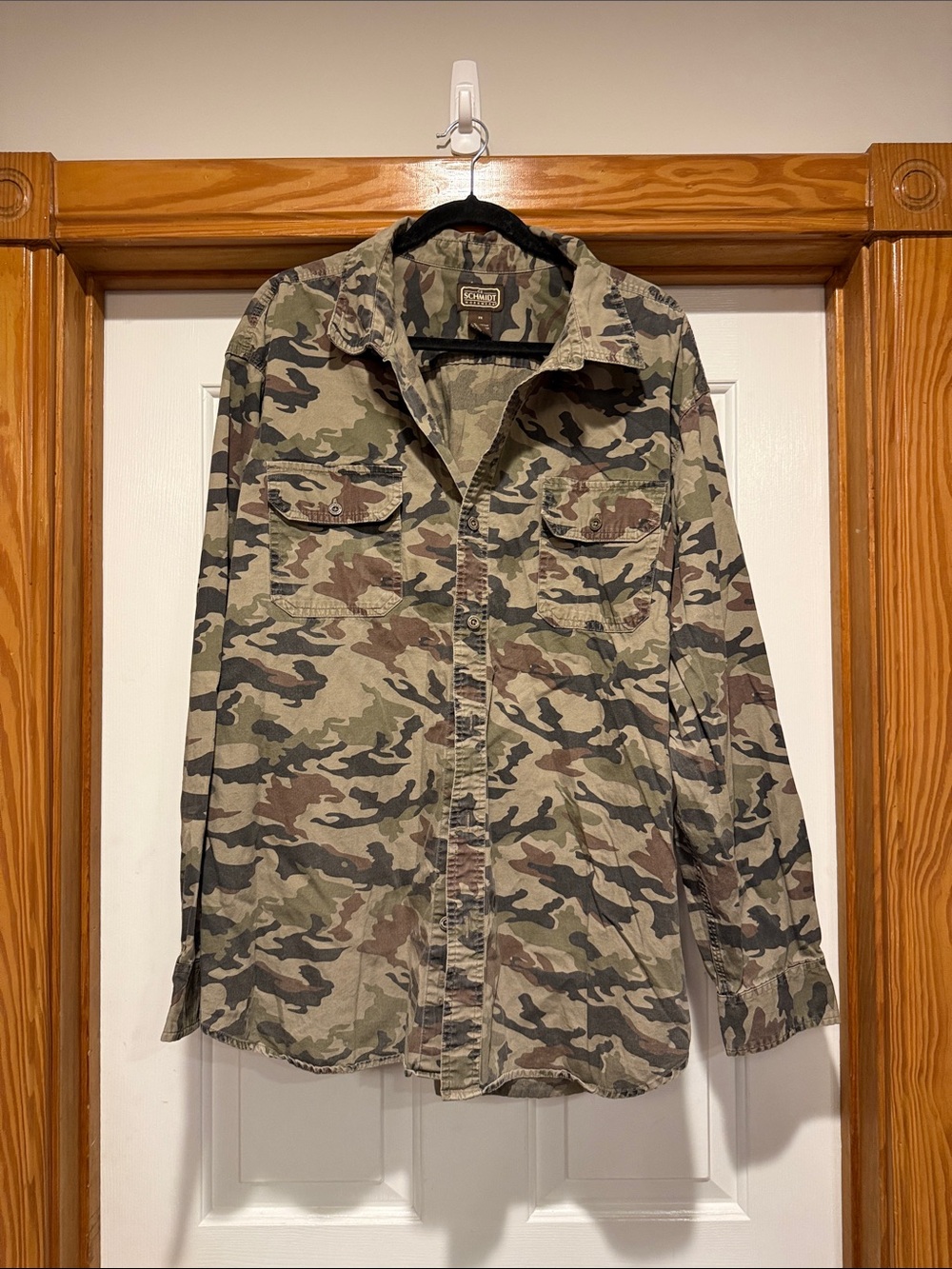 Men's Military-Style Camouflage Field Shirt Jacket - Olive Camo